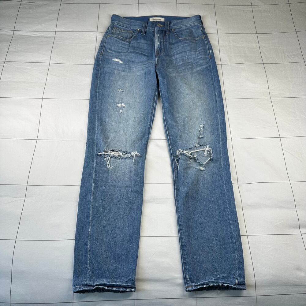 Madewell Jeans Womens 26 Blue Perfect Vintage Denim Distressed Ripped Knees